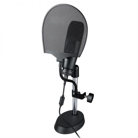 USB-Desktop-Mikrofon ausgestattet mit einem Pop-Filter, bietet Low-Cut- und 10 dB PAD-Optionen für verbesserte Aufnahme- oder Live-Streaming-Leistung